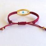 Red - Gold Macrame Friendship Bracelet