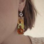 Autumn Colors - Leather Geometric Earrings -..