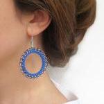 Royal Blue Earrings - Braided Hoop Earrings -..