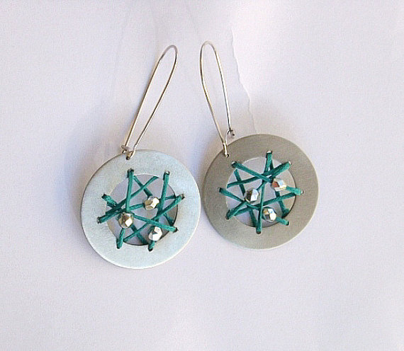 Dreamcatcher Earrings Summer Teal Round Playful Dazzling Gift For Her