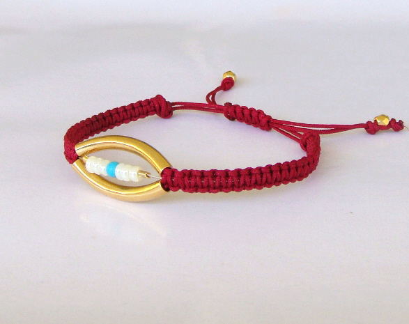 Red - Gold Macrame Friendship Bracelet